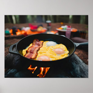 Frukostdesljus för camping: Bacon och Eggs Poster