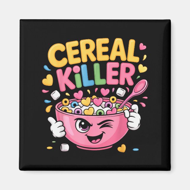 Frukostdödare Tecknad Skål Rolig Frukost  Magnet (Framsidan)