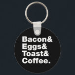 Frukosten (Bacon & Eggs & Toast & Coffee) Keychai Nyckelring<br><div class="desc">Funny Foodie Breakfast Humor ~ Bacon and Eggs and Toast and Coffee. Globe Trotters specialiserar sig på idiosynkratiskt bildmaterial från hela världen. Här hittar du unika hälsningskort,  vykort,  Poster,  Mousepads med mera.</div>