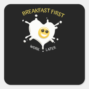 Frukosten först fyrkantigt klistermärke