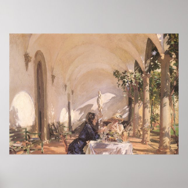Frukosten i Loggia av John Singer Sargent Poster (Framsidan)