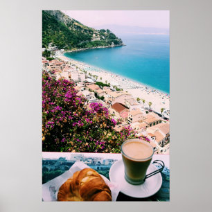 Frukosten med en utskrift i kustvy poster