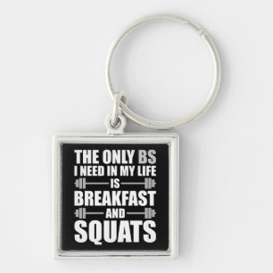 Frukosten och torgrafik - Booybuilding Workout Fyrkantig Silverfärgad Nyckelring