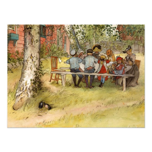Frukosten under Big Birch av Carl Larsson Fototryck (Framsidan)
