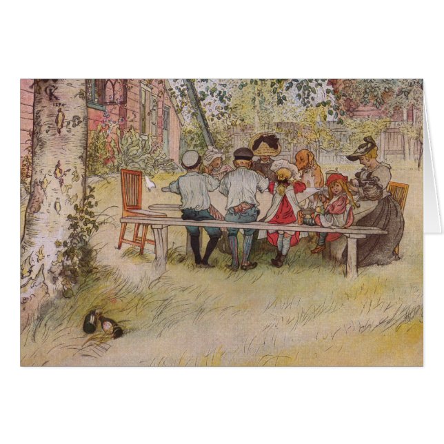 Frukosten under Birch Träd Hälsningskort (Framsidan Horizontal)