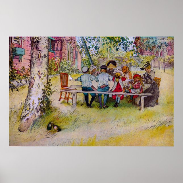 Frukosten under födelsetalet - Carl Larsson Skriv  Poster (Framsidan)