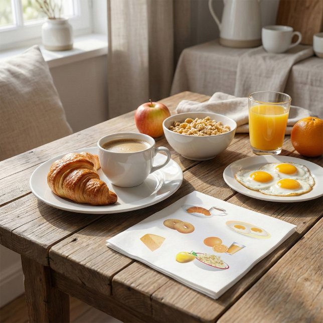 Frukostkaffe, Mat, korissant, ägg, påsar Pappersservett (Skapare uppladdad)