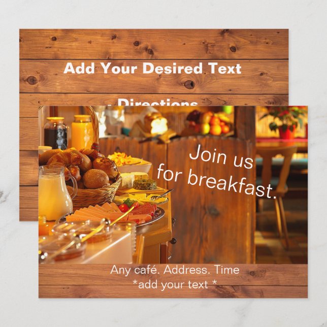 Frukostkort för inbjudan (Fram/baksida)