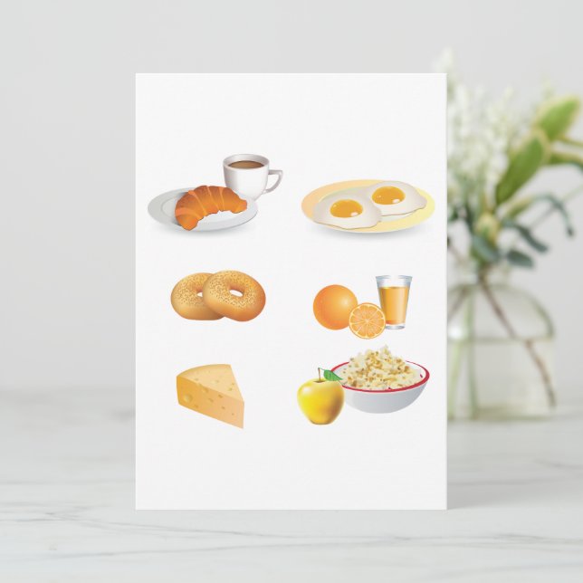 Frukostmat Kaffé, Croissant, Ägg, Bagels Inbjudningar (Stående Fram)