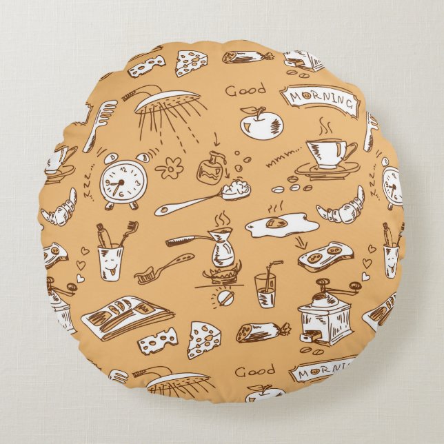 Frukostmönster 2 rund kudde (Framsidan)