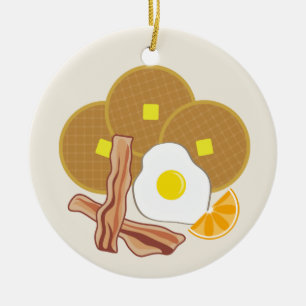 FrukostPrydnaddillandear, bacon och ägg Julgransprydnad Keramik