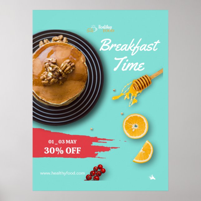 Frukostrea, Kaffebutik Frukostmeny Poster (Framsidan)