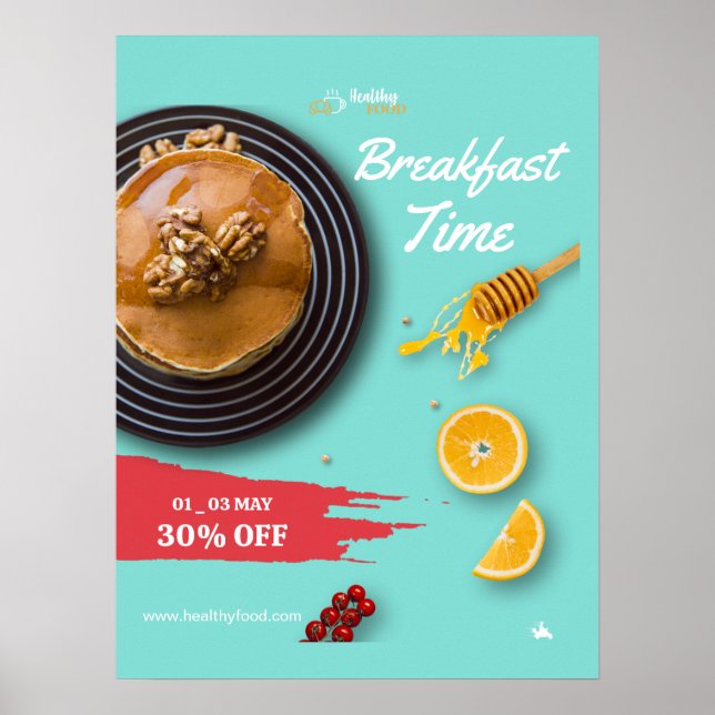 Frukostrea, Kaffebutik Frukostmeny Poster (Framsidan)