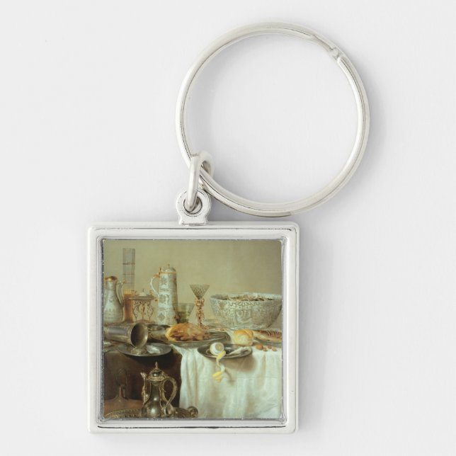 Frukoststilleben, 1638 fyrkantig silverfärgad nyckelring (Framsidan)