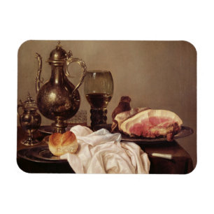 Frukoststilleben (olja på panel) magnet