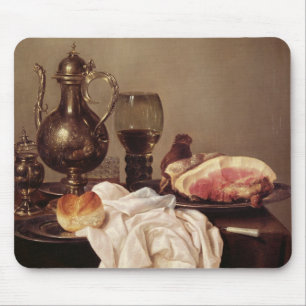 Frukoststilleben (olja på panel) musmatta