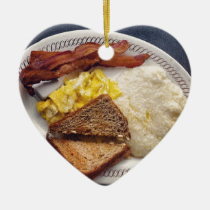 Frukosttid - Bacon Eggs Toast Grits Julgransprydnad Keramik
