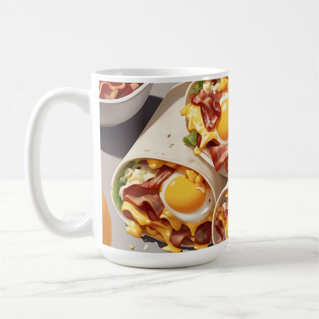 Frukostwrap med Bacon Ägg Och Ost Kaffemugg (Vänster)