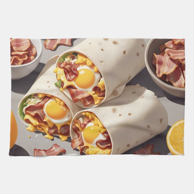 Frukostwrap med Bacon Ägg Och Ost Kökshandduk (Horisontell)