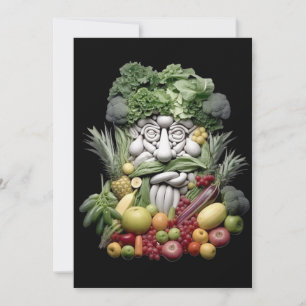 Frukt ansikte, vegetabiliskt älskare, rolig matskj inbjudningar