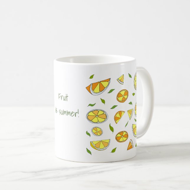 Frukt är sommar Minimalistisk Söt  Kaffe Mugg (Framsida höger)