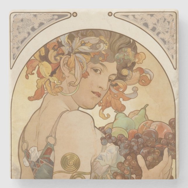 Frukt (Art nouveau) (Porträtt) (hondjur) (frukt) Stenunderlägg (Framsidan)