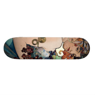 Frukt av Alfons Mucha 1897 Old School Skateboard Bräda 21,6 Cm