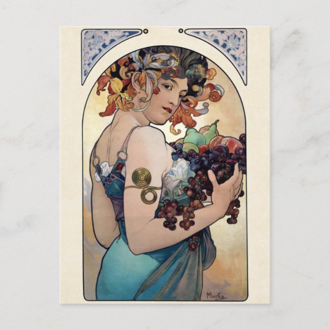 Frukt av Alfons Mucha 1897 Vykort (Framsida)