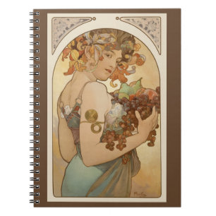 Frukt av Alphonse Mucha, Vintage Art Nouveau Anteckningsbok