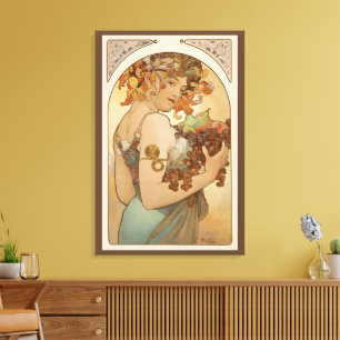 Frukt av Alphonse Mucha, Vintage Art Nouveau Canvastryck