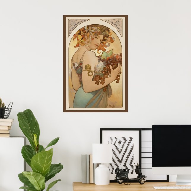 Frukt av Alphonse Mucha, Vintage Art nouveau Poster (Hemmakontoret)
