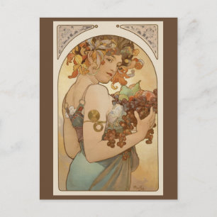 Frukt av Alphonse Mucha, Vintage Art Nouveau Vykort