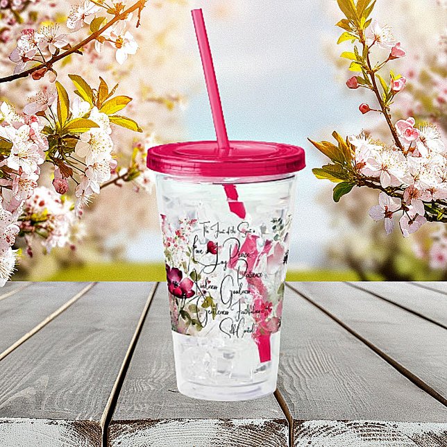 Frukt av Anden rosa blommig Take Away Mugg (Skapare uppladdad)