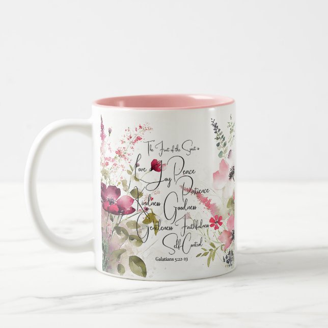 Frukt av Anden rosa blommig Två-Tonad Mugg (Vänster)
