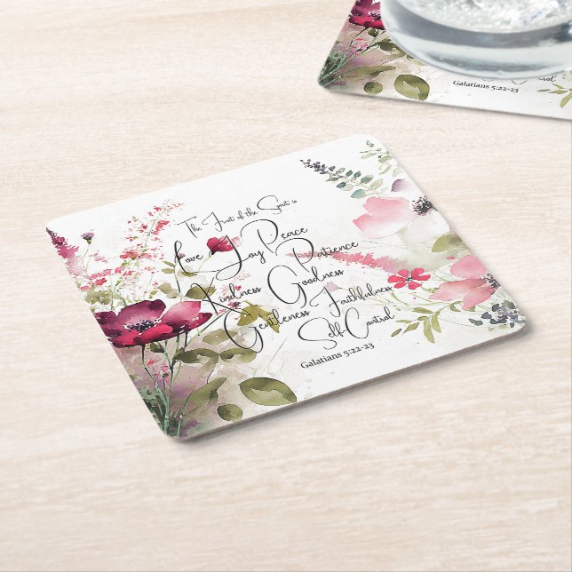 Frukt av Anden rosa blommig Underlägg Papper Kvadrat (Vinklad)