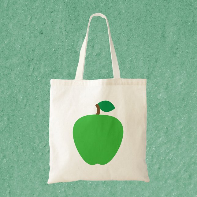 Frukt av äppelGrönt Tygkasse (A tote bag with a graphic of a green apple)