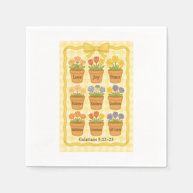 Frukt av blomkrukor av gult av spritdrycker pappersservett (Framsidan)