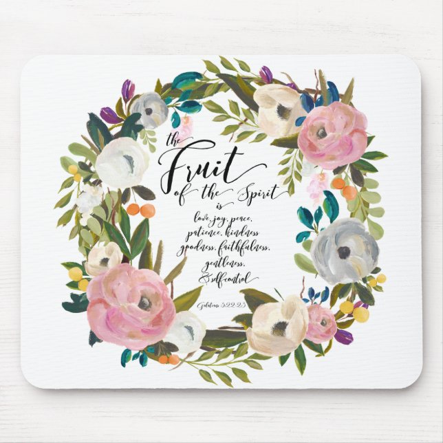 Frukt av den inre Blommigten Vattenfärgad krans Musmatta (Framsidan)