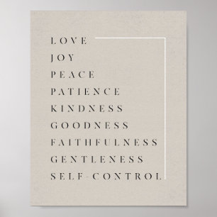 Frukt av Heligan Spirit - Galatianer 5:22-23 Bibel Poster