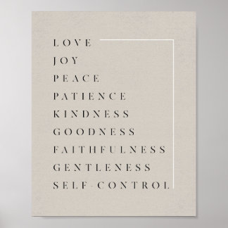 Frukt av Heligan Spirit - Galatianer 5:22-23 Bibel Poster