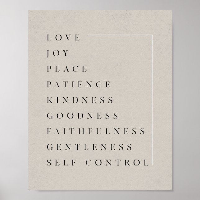 Frukt av Heligan Spirit - Galatianer 5:22-23 Bibel Poster (Framsidan)