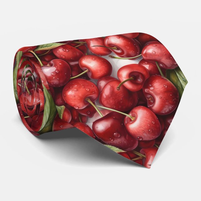 Frukt av körsbär i mönster, tippad körsbär slips (Rullad)
