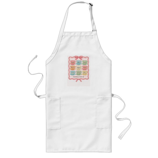 Frukt av rosa te kopp Apron Långt Förkläde (Framsidan)