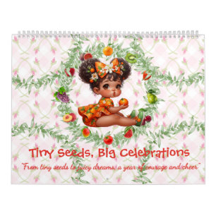Frukt Baby Whimsical Flickor i Frukt Klänning Kale Kalender
