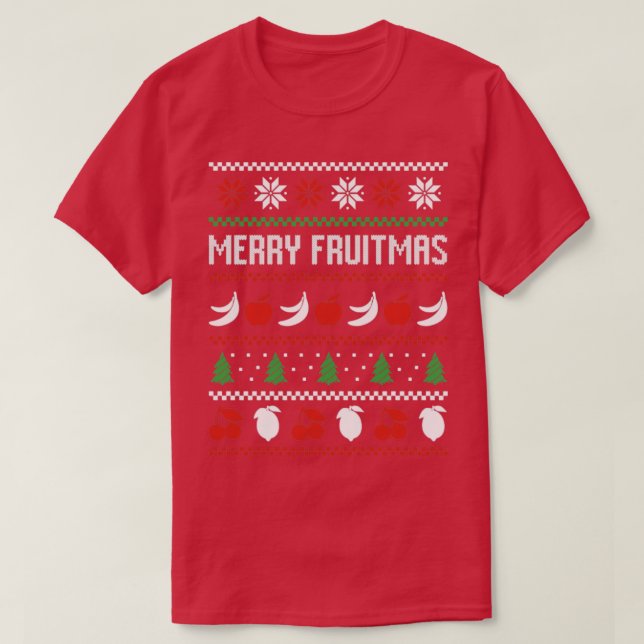 Frukt Banana Apple Bird Ugly jul Sweater Mer T Shirt (Design framsida)