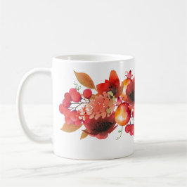 Frukt, bär och blommor, färgade trädgårdar kaffemugg