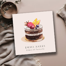  FRUKT BLOMMIGT CAKE PATISSERIE CUPCAKE BAKERY FYRKANTIGT VISITKORT