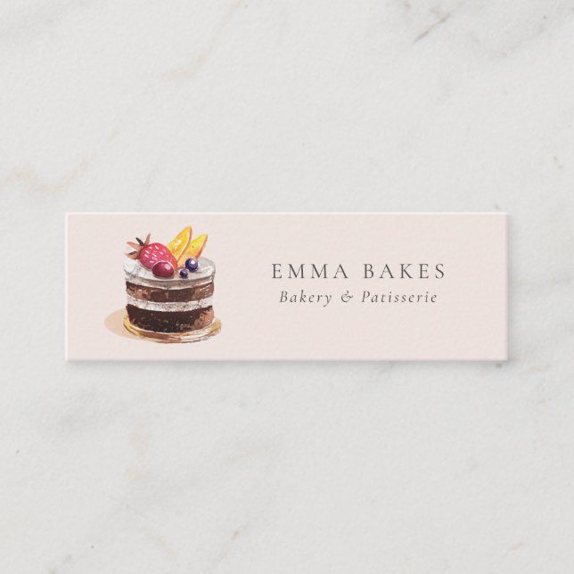  FRUKT BLOMMIGT CAKE PATISSERIE CUPCAKE BAKERY MINI VISITKORT (Framsida)