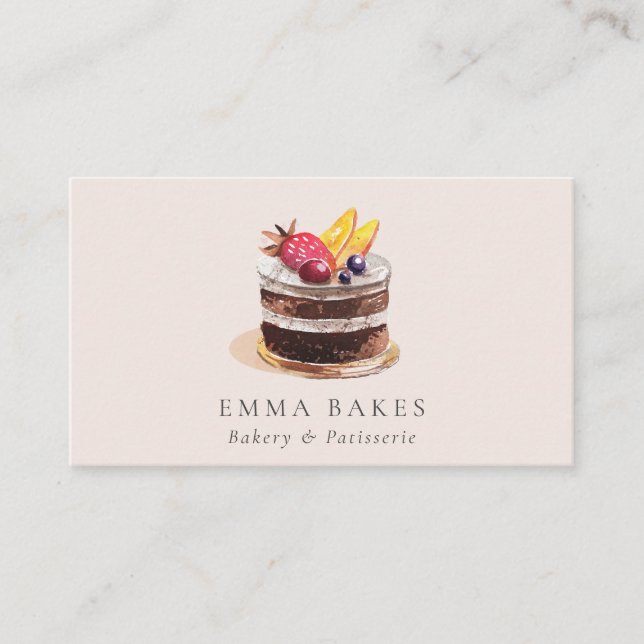  FRUKT BLOMMIGT CAKE PATISSERIE CUPCAKE BAKERY VISITKORT (Framsida)