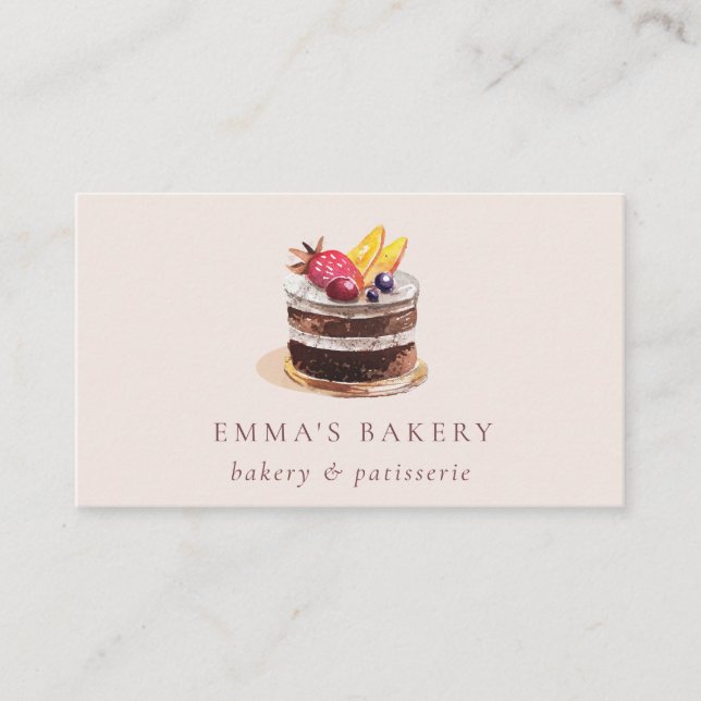  FRUKT BLOMMIGT CAKE PATISSERIE CUPCAKE BAKERY VISITKORT (Framsida)